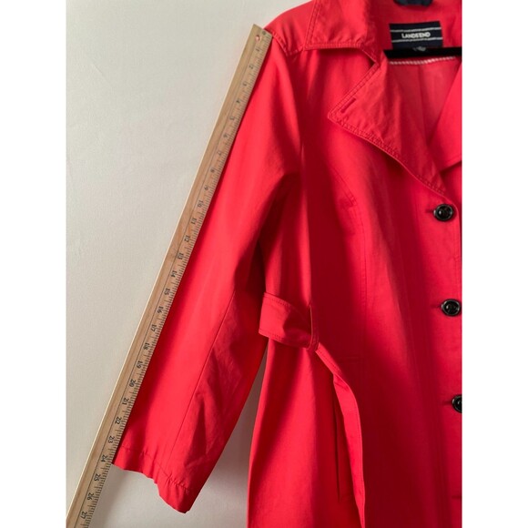 Lands' End women's coral red trench coat belted pockets size 1X 16w-18w - Picture 9 of 11